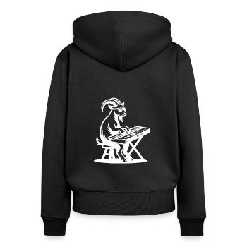 Goats Silhouette On Farm Keyboard - Women's Premium Organic Zip Hoodie - black - Back - Julia (174cm)