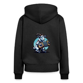 Goats Accordion Player Music Design - Women's Premium Organic Zip Hoodie - black - Back - Julia (174cm)