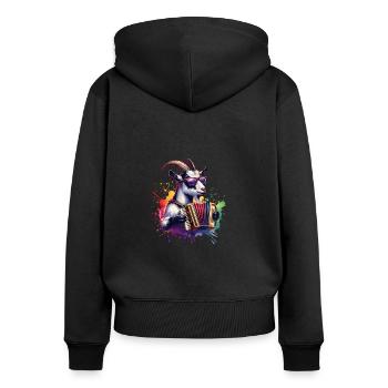 Goat Playing Accordion Music Design - Women's Premium Organic Zip Hoodie - black - Back - Julia (174cm)
