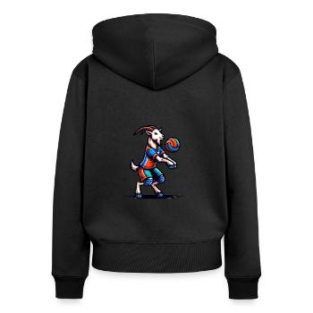 Ziege Volleyball Spieler Sport Team Design - Frauen Premium Bio Zip Hoodie - Schwarz - Hinten - Julia (174cm)