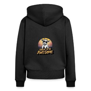 Drôle d’amoureux des animaux de la ferme de chèvres - Sweat à capuche zippé Premium bio Femme - noir - Dos - Julia (174cm)