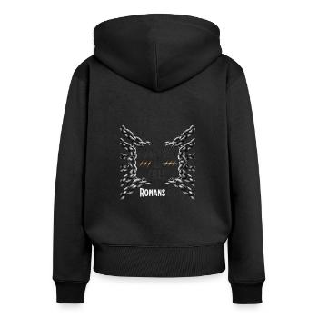 Pardonné et libéré Romains 8 :1 Chaînes brisées - Sweat à capuche zippé Premium bio Femme - noir - Dos - Julia (174cm)