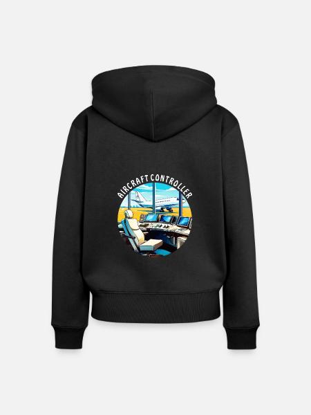 AIRCRAFT CONTROLLER - Frauen Premium Bio Zip Hoodie - Schwarz