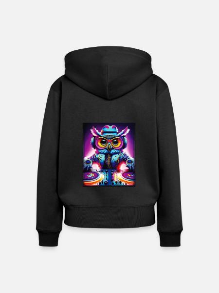 EULE PLATTENTELLER - Frauen Premium Bio Zip Hoodie - Schwarz