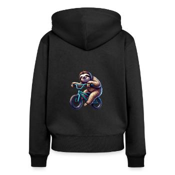 Drôle de paresse sur la conception du vélo BMX - Sweat à capuche zippé Premium bio Femme - noir - Dos - Julia (174cm)