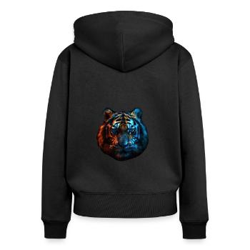 Red and Blue Tiger Fierce and Vivid Animal Art 2 - Frauen Premium Bio Zip Hoodie - Schwarz - Hinten - Julia (174cm)