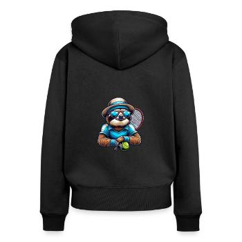 Conception de joueur de tennis paresseux cool - Sweat à capuche zippé Premium bio Femme - noir - Dos - Julia (174cm)