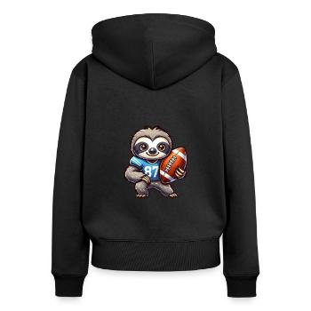 Niedliches Faultier Als Quarterback Team Sport - Frauen Premium Bio Zip Hoodie - Schwarz - Hinten - Julia (174cm)
