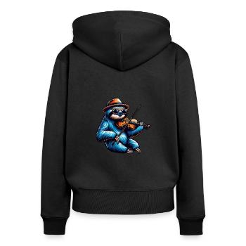 Cool paresseux Violoniste Musique classique - Sweat à capuche zippé Premium bio Femme - noir - Dos - Julia (174cm)