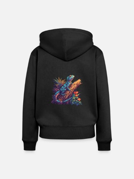 Agamen Agame - Frauen Premium Bio Zip Hoodie - Schwarz