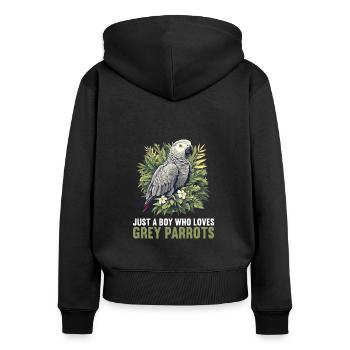 Graupapageien Graupapagei - Frauen Premium Bio Zip Hoodie - Schwarz - Hinten - Julia (174cm)