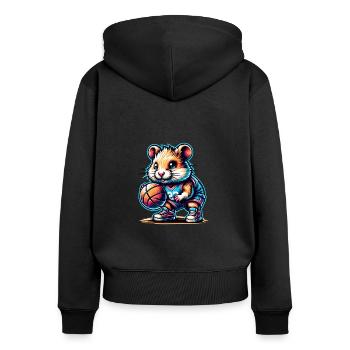 Équipe de joueurs de hamster de basket-ball cool - Sweat à capuche zippé Premium bio Femme - noir - Dos - Julia (174cm)