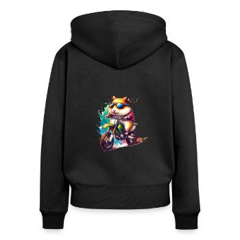 Cool Hamster Enduro Motocross Fan - Sweat à capuche zippé Premium bio Femme - noir - Dos - Julia (174cm)