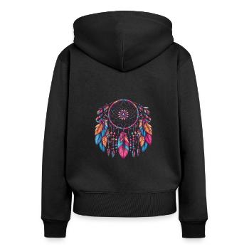 Amerikanische Ureinwohner Indigener Traumfänger - Frauen Premium Bio Zip Hoodie - Schwarz - Hinten - Julia (174cm)