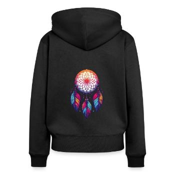 Amerikanische Ureinwohner Indigener Traumfänger - Frauen Premium Bio Zip Hoodie - Schwarz - Hinten - Julia (174cm)