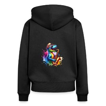 Lustiger Faultier Baseball Spieler - Frauen Premium Bio Zip Hoodie - Schwarz - Hinten - Julia (174cm)