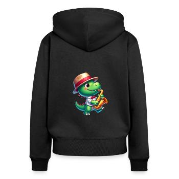 Lustiger Faultier Baseball Spieler - Frauen Premium Bio Zip Hoodie - Schwarz - Hinten - Julia (174cm)