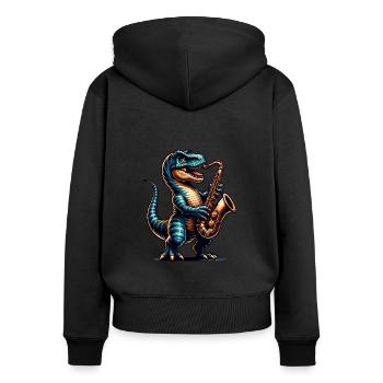 Lustiger Faultier Baseball Spieler - Frauen Premium Bio Zip Hoodie - Schwarz - Hinten - Julia (174cm)