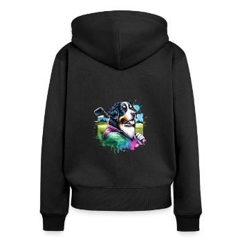 Bernhardiner Lustiges Golf Design Für Golfer - Frauen Premium Bio Zip Hoodie - Schwarz - Hinten - Julia (174cm)