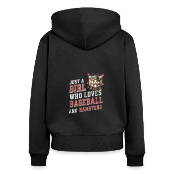 Girl Loves Baseball Hamster Sports - Women's Premium Organic Zip Hoodie - black - Back - Julia (174cm)