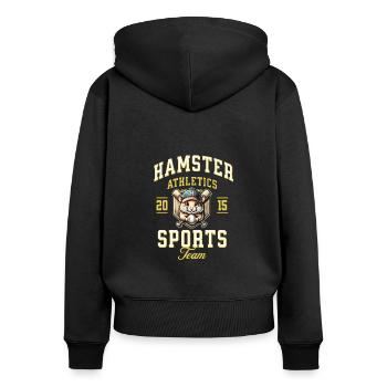 Hamster Baseballmütze Haustier Niedliches Design - Frauen Premium Bio Zip Hoodie - Schwarz - Hinten - Julia (174cm)