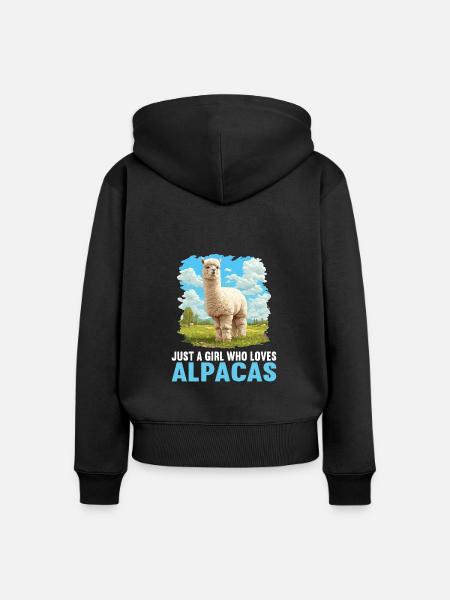 Alpaca Alpakas Alpaka - Frauen Premium Bio Zip Hoodie - Schwarz