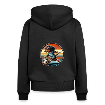Dachshund Soccer Wiener Dog Fan - Frauen Premium Bio Zip Hoodie - Schwarz - Hinten - Julia (174cm)