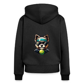 West Highland Terrier Westie Tennis Player Dog Mom - Frauen Premium Bio Zip Hoodie - Schwarz - Hinten - Julia (174cm)