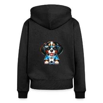 Berner Sennenhund Fußballspieler Champion Fan - Frauen Premium Bio Zip Hoodie - Schwarz - Hinten - Julia (174cm)