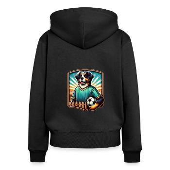 Berner Sennenhund Fußball Spieler Champion Fan - Frauen Premium Bio Zip Hoodie - Schwarz - Hinten - Julia (174cm)