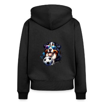 Bernhardiner Fußballspieler Fan Champion Ball - Frauen Premium Bio Zip Hoodie - Schwarz - Hinten - Julia (174cm)