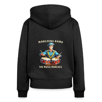 FANFARE LES MARCHES DE LA MUSIQUE - Sweat à capuche zippé Premium bio Femme - noir - Dos - Julia (174cm)