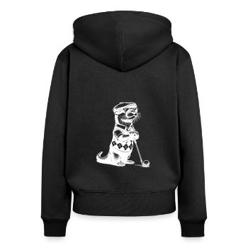 Lustiger Otter Golfer Golf Golfen - Frauen Premium Bio Zip Hoodie - Schwarz - Hinten - Julia (174cm)