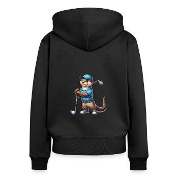 Otter Golf Lustig Golfeur Golfen Klub - Sweat à capuche zippé Premium bio Femme - noir - Dos - Julia (174cm)