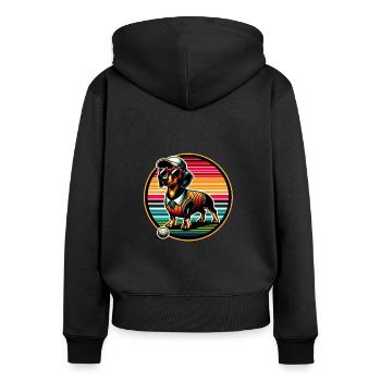 Dachshund Golfer Lustig Wiener Hund Golf - Frauen Premium Bio Zip Hoodie - Schwarz - Hinten - Julia (174cm)