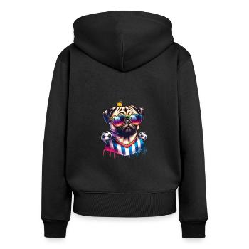 Carlin Chien Joueur De Football Champion De Balle Fan - Sweat à capuche zippé Premium bio Femme - noir - Dos - Julia (174cm)