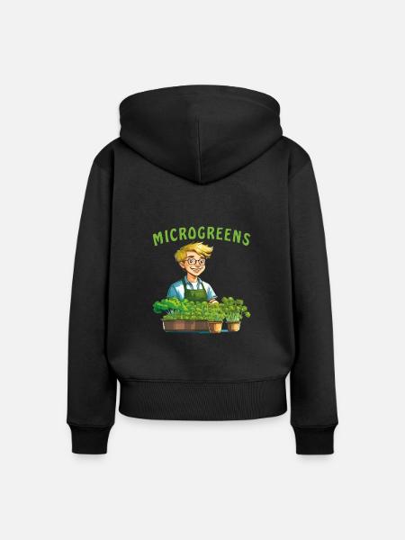 PFLANZEN MICROGREENS - Frauen Premium Bio Zip Hoodie - Schwarz