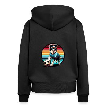 Border Collie Football Player Champion Dog Fan - Women's Premium Organic Zip Hoodie - black - Back - Julia (174cm)