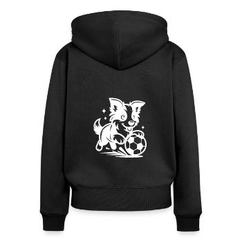 Border Collie Dog Soccer Player Ball Champion Fan - Women's Premium Organic Zip Hoodie - black - Back - Julia (174cm)
