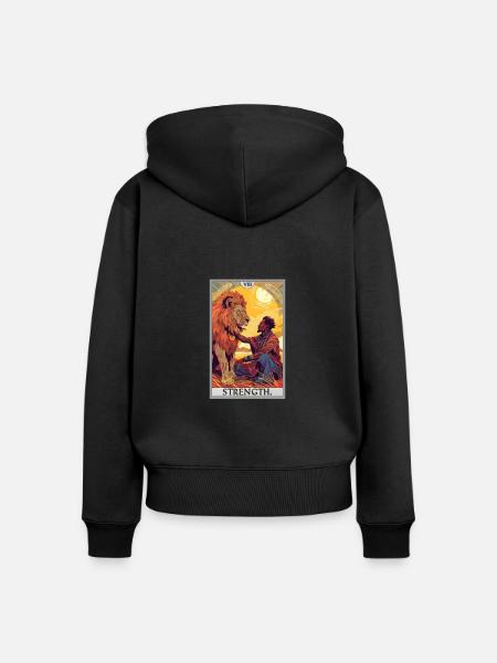 Tarotkarten Tarotkarte Strength Kraft - Frauen Premium Bio Zip Hoodie - Schwarz