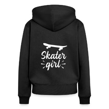 Skater Mädchen Mädchen Skateboard Skater Skateboard sk8 - Frauen Premium Bio Zip Hoodie - Schwarz - Hinten - Julia (174cm)