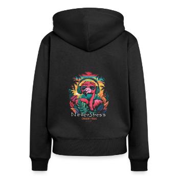 Design Chillout Vibes : décontracté et élégant - Sweat à capuche zippé Premium bio Femme - noir - Dos - Julia (174cm)