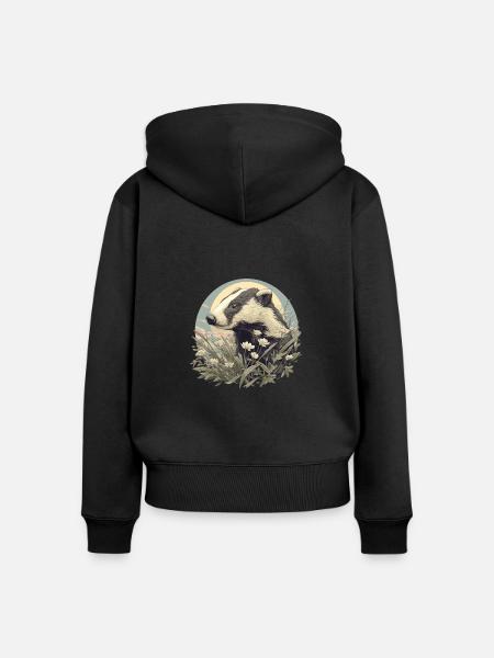 Badger Dachse Dachs - Frauen Premium Bio Zip Hoodie - Schwarz