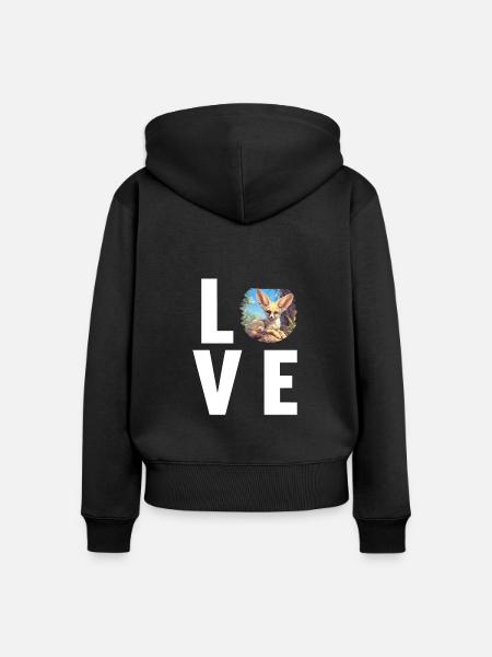 Fennec Fox Fenneks Fennek - Frauen Premium Bio Zip Hoodie - Schwarz