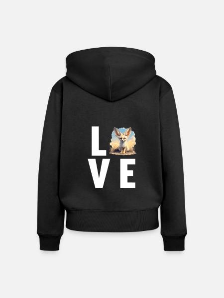Fennec Fox Fenneks Fennek - Frauen Premium Bio Zip Hoodie - Schwarz