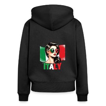 Italie Drapeau Femme Lunettes de soleil Italie Italie - Sweat à capuche zippé Premium bio Femme - noir - Dos - Julia (174cm)