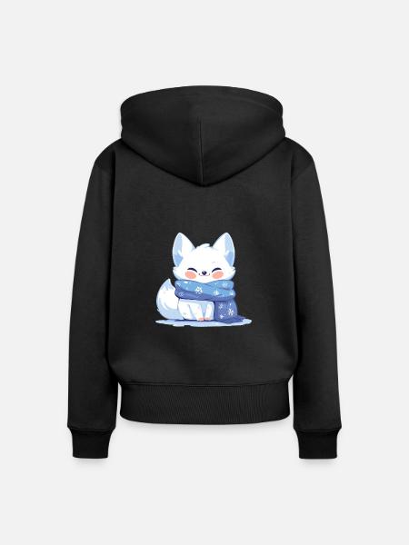 Arctic Fox Polarfüchse Polarfuchs - Frauen Premium Bio Zip Hoodie - Schwarz