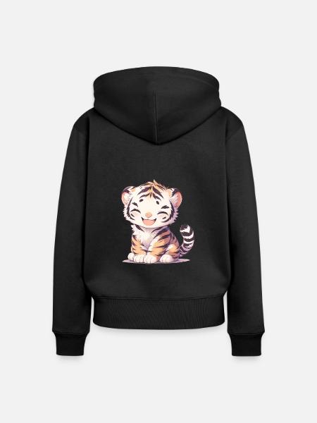 Tiger Großkatze - Frauen Premium Bio Zip Hoodie - Schwarz