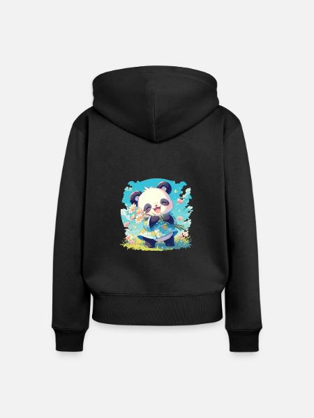 Pandas Panda - Frauen Premium Bio Zip Hoodie - Schwarz