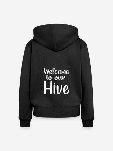 Welcome To Our Hive - Frauen Premium Bio Zip Hoodie - Schwarz